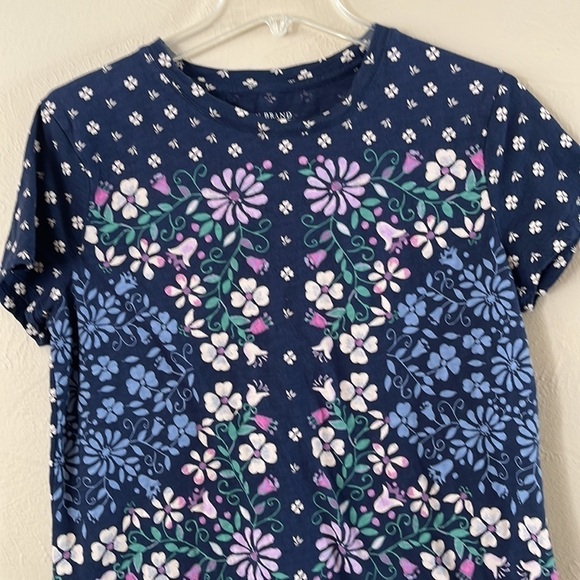 Lucky Brand short sleeve navy tshirt flower design size L - Picture 3 of 13